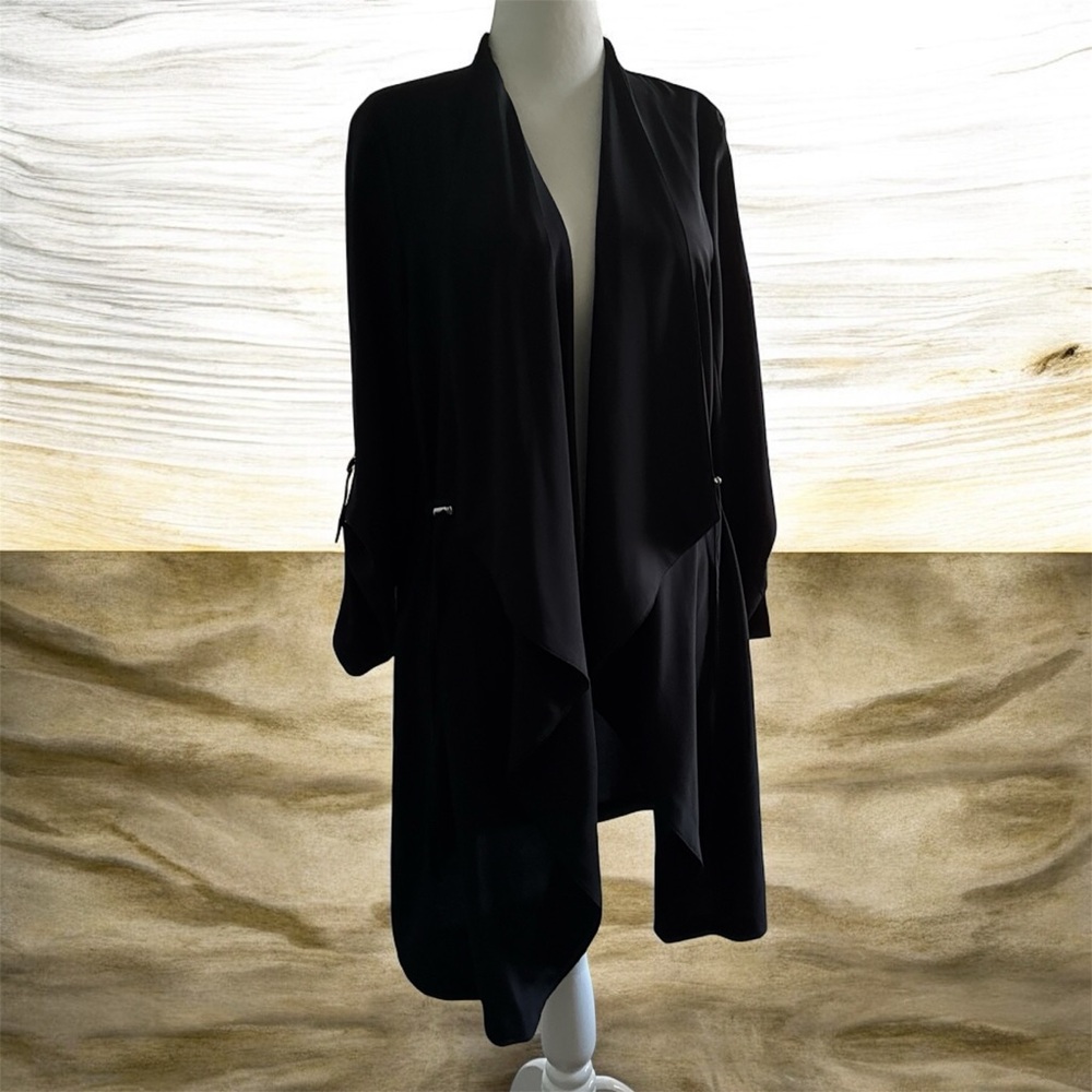 Apt. 9 Black, lightweight Open-Front Long Cardigan